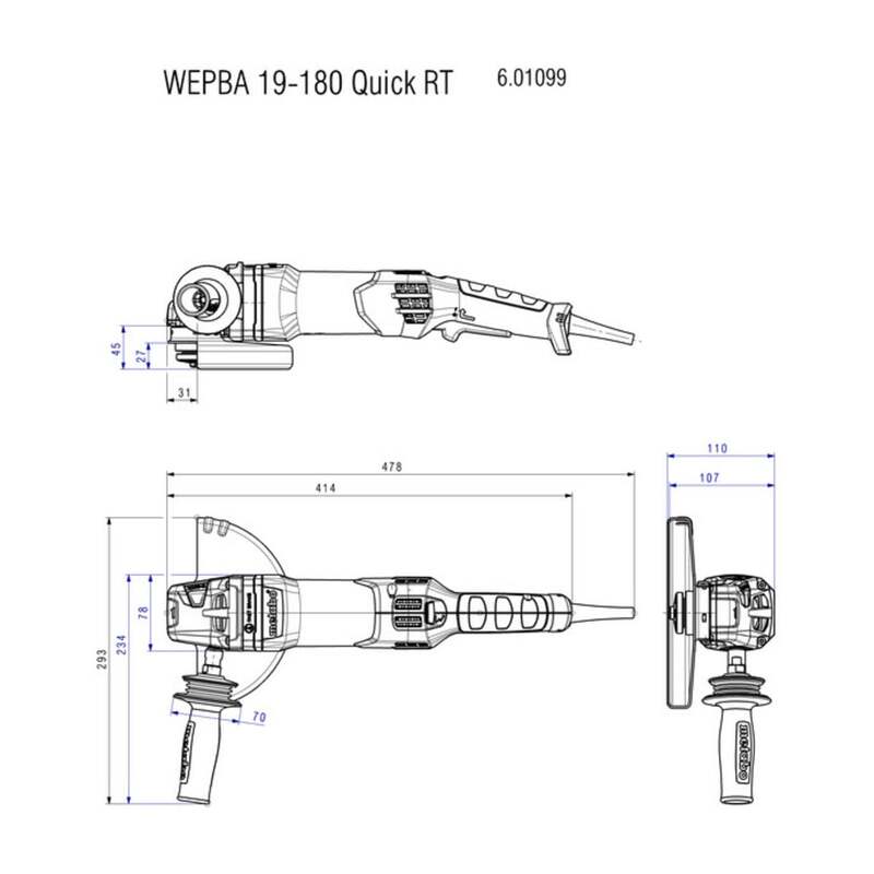 Metabo Winkelschleifer Trennschleifer WEPBA 19-180 Quick RT 1900W grün 2.9kg - 4007430314277