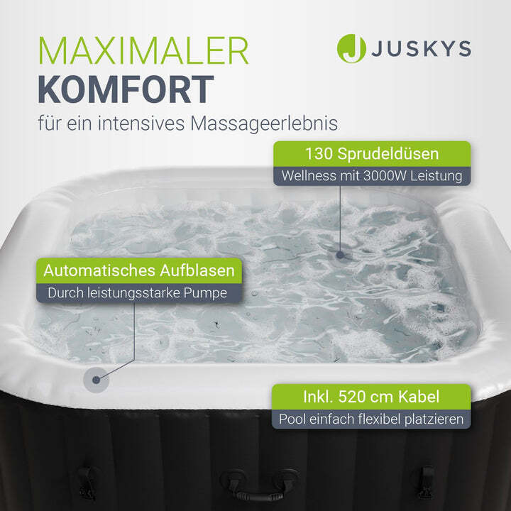 Whirlpool aufblasbar SpaLuxe für 4-6 Personen Garten Terrasse schwarz weiß 910l - 4262437187648