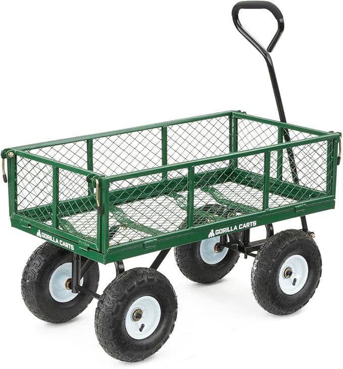 Gorilla Carts GOR400-COM Gartenwagen Stahl 180 kg Tragkraft Grün abnehmbar - 0722571010966