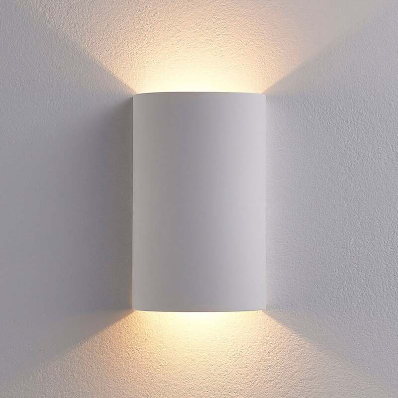 Lindby Wandleuchte Wandlampe Jenke LED Leuchte Gips weiß 16cm Höhe 10cm breit - 4251096535723
