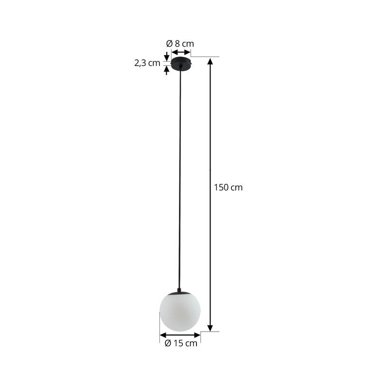 Lucande Hängelampe Bidolo schwarz Glas Ø 15 cm IP44 Deckenlampe Lampe Leuchte - 4251911776386