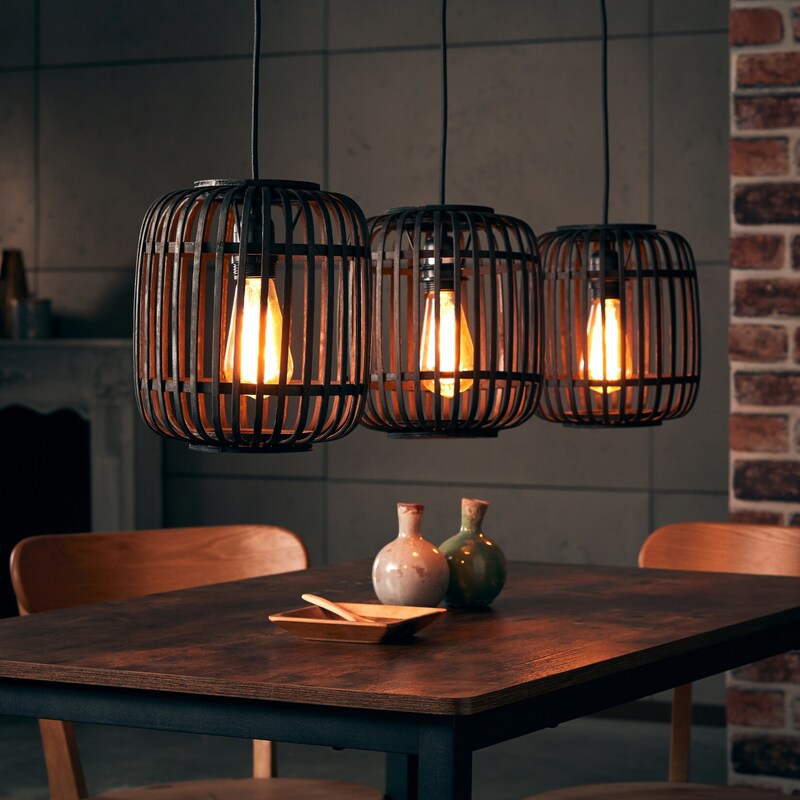 Brilliant Pendelleuchte Hängeleuchte Woodrow LED Lampe dimmbar schwarz 3-flammig - 4004353377082