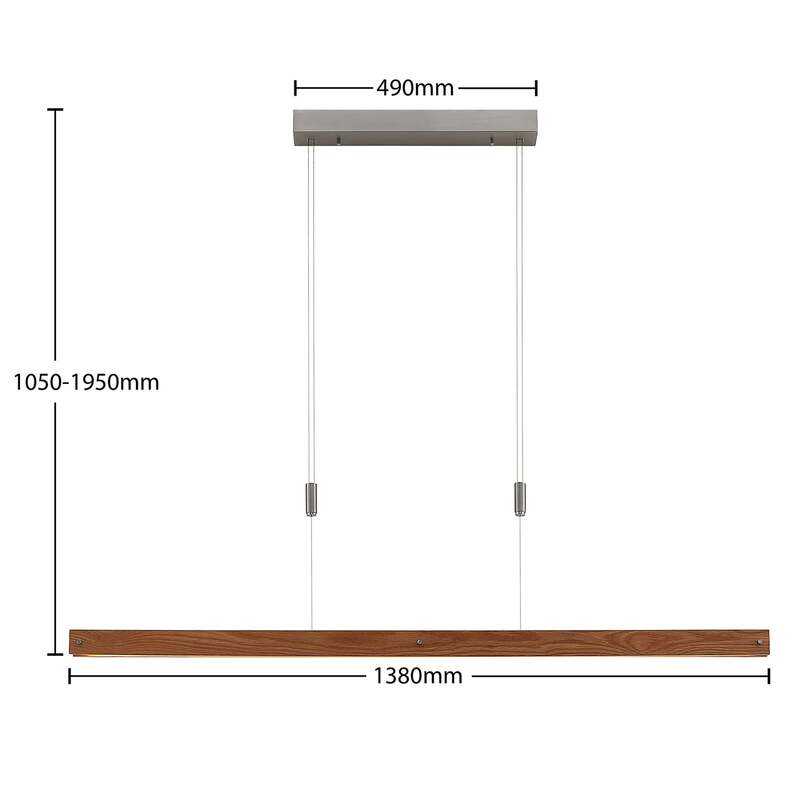 Lindby Pendelleuchte Hängeleuchte LED Holz dimmbar Alimara warmweiß 138 cm Lampe - 4251096597448