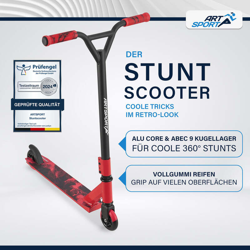 Stunt Scooter für Kinder Red Smoke Stunt Roller 100 mm Rollen 360° Lenker 100 kg - 4260565526346