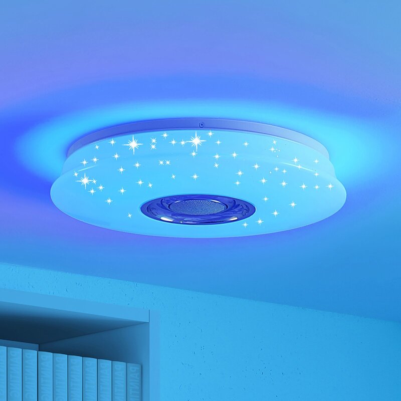 Lindby Deckenleuchte Deckenlampe LED Lampe Speaker opalweiß Fernbedienung RGB600 - 4251096593556
