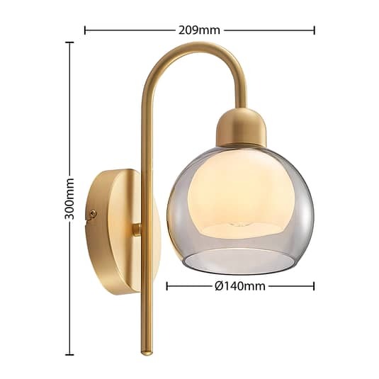 Lucande Wandleuchte Mylah LED Lampe Designer Leuchte dimmbar messing rauchgrau - 4251911730555