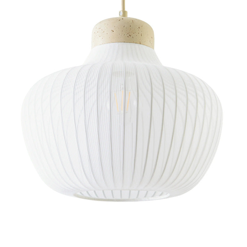 Lucande Hängeleuchte Eloise LED Pendelleuchte Lampe Textil E27 weiß Ø30cm - 4255830913549