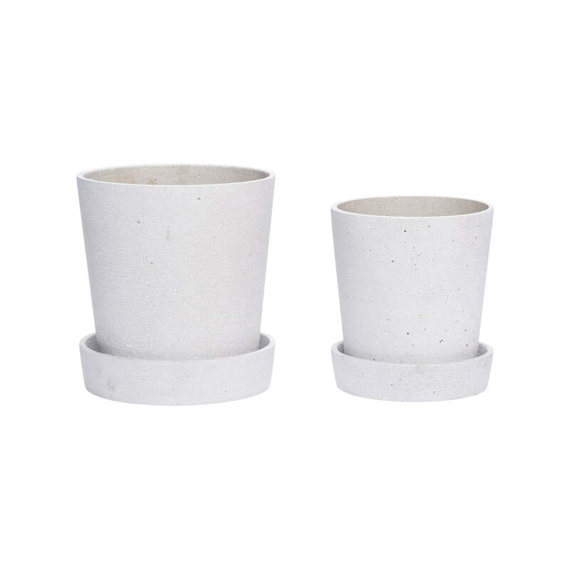 Hübsch Interior Pflanztopf Untersetzer klein grau 2-er Set Dekoration Blument336 - 5712772056288