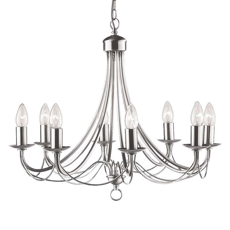 Kronleuchter Maypole satin silber 8-flammig E14 dimmbar 50 cm 60 cm Searchlight - 5053423021041
