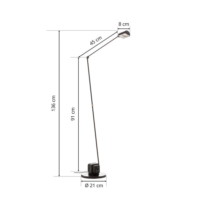 Lumina Stehleuchte Bodenlampe LED Daphine schwarz matt Stahl dimmbar Schalter - 6114013