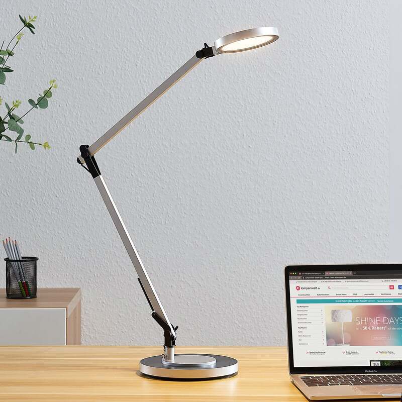 Lindby Tischlampe LED dimmbar Rilana verstellbar silber 12x46,5cm Leuchte Licht - 4251096559484