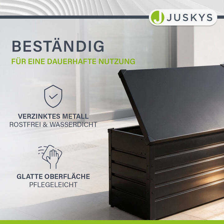 Metall Auflagenbox Limani wasserdichte Gartenbox 380 L rostfrei anthrazit - 4260565529101