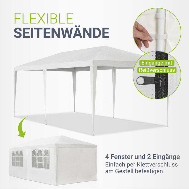 Party-Pavillon 3x6m Gartenzelt Festzelt mit Seitenteilen und Zubehör weiß 3x6 m - 4260304767696