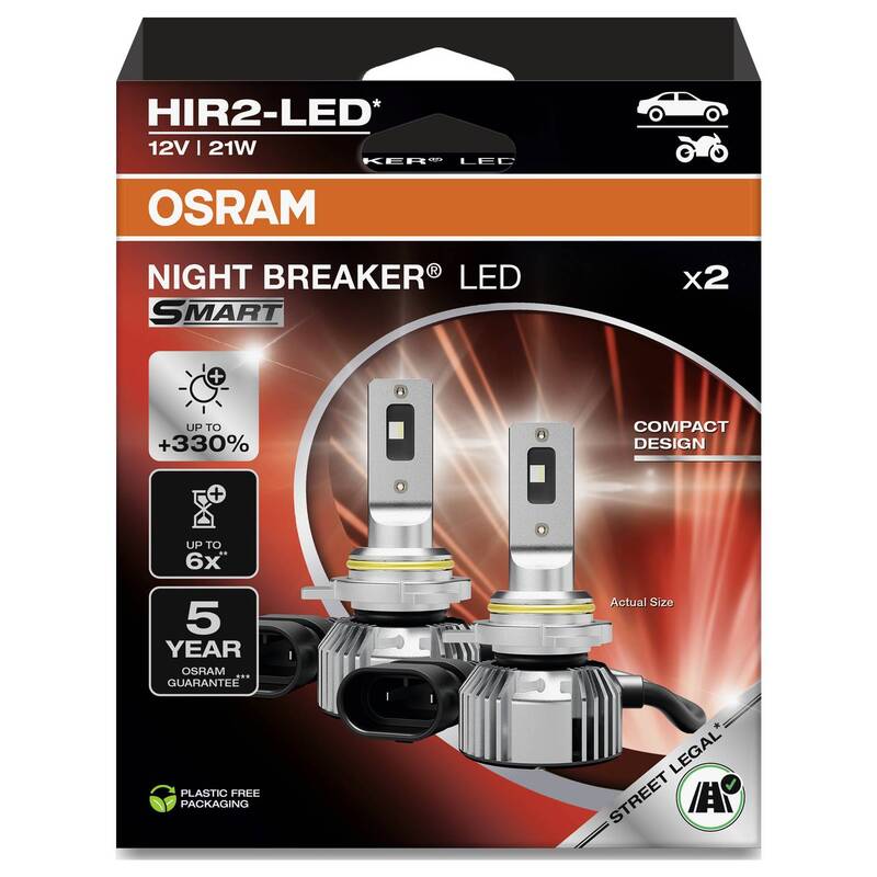 Osram LED Scheinwerferlampe HIR2 NightBreaker 2er Set orange Leuchte Lampe - 4062172424875