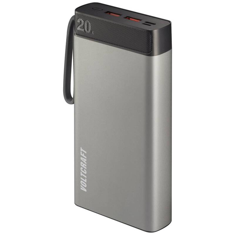 VOLTCRAFT Powerbank 20.000mAh Akku Ladegerät Zusatzakku tragbar USB-C schwarz - 4064161219240