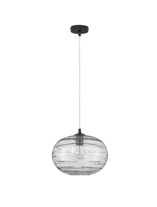 Nova Luce Pendelleuchte Hängeleuchte EVLEEN E27 LED Schwarz dimmbar Glas Ø 30 cm - 5212017434425