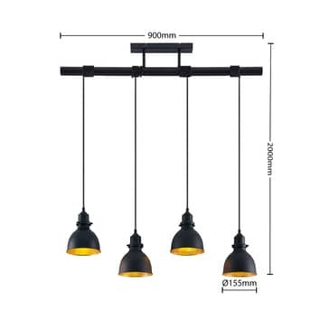 Lindby Senjarik Pendelleuchte Hängeleuchte Hängelampe Lampe vierflammig schw724 - 4251911728507