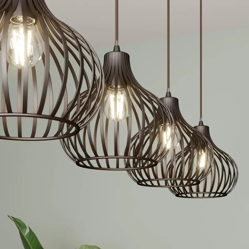 Lindby Hängelampe Pendelleuchte Frances Lampe kaffeebraun 4-flammig Metall 498 - 4251096551716