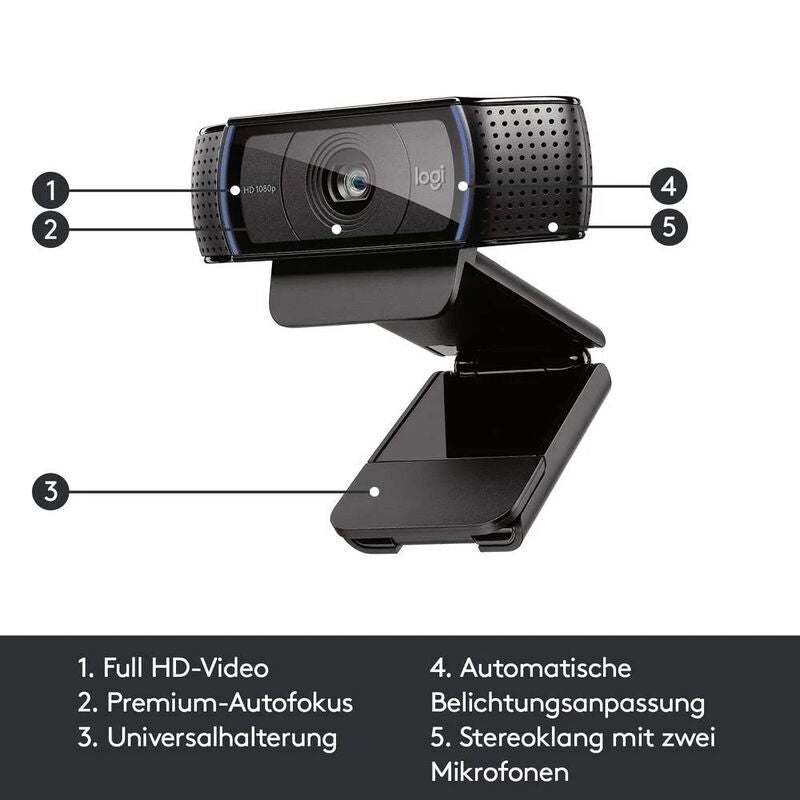 Logitech HD Pro Webcam C920 Full HD-Webcam 1920 x 1080 Pixel Klemm-Halterung - 5099206061309