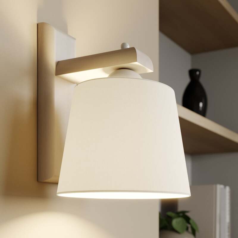 Wandleuchte Sweden Holzgestell LED dimmbar altweiß Designer Lampe 20x24,5cm - 5907687436212