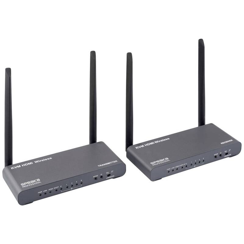 SPEAKA PROFESSIONAL SP-HDE-620 HDMI Funkübertragung Extender Grau KVM 100m - 4064161325354