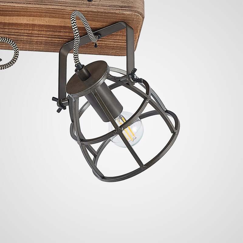 Lindby Deckenstrahler Rutger LED Strahler Holz dimmbar schwarz 2-flammig 36cm - 4251096596076