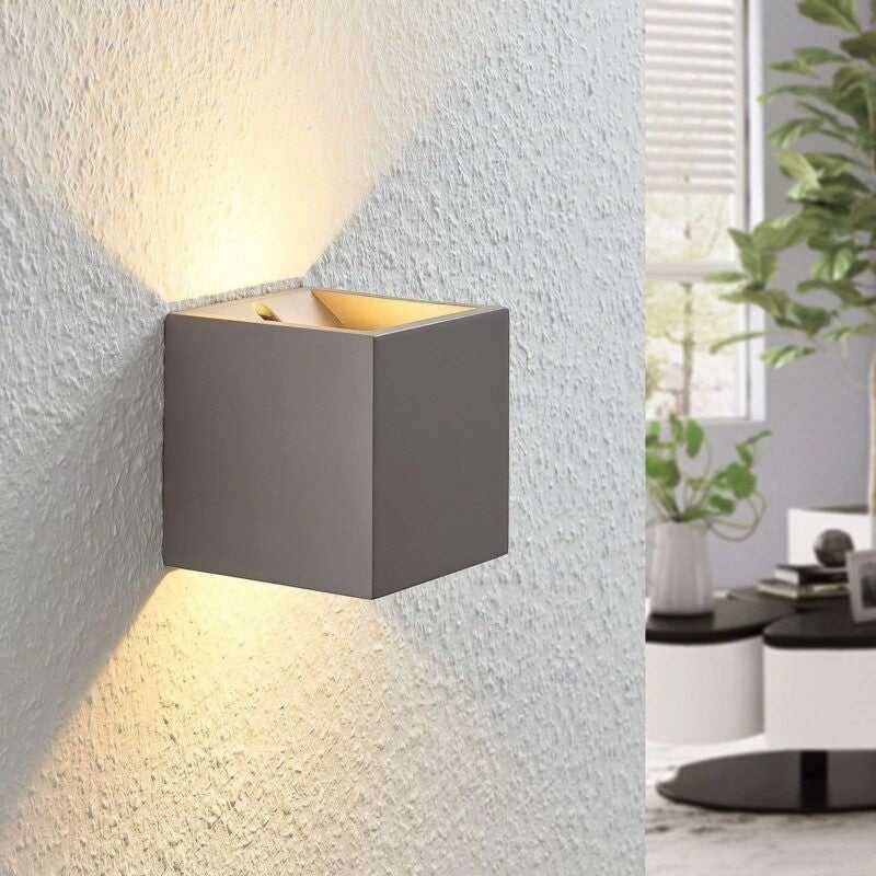 Lindby Wandleuchte Wandlampe LED Beton Cataleya Grau Wohnbereich 11,5 cm 3000 K - 4251096560411