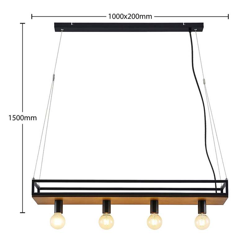 Lindby Hängelampe Hängeleuchte Kirista LED Pendelleuchte Lampe schwarz Holz - 4251911734799