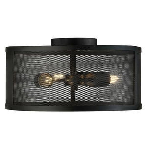 B-Ware Searchlight Deckenlampe Fishnet Deckenlampe Deckenlicht E27 Metall Schwarz