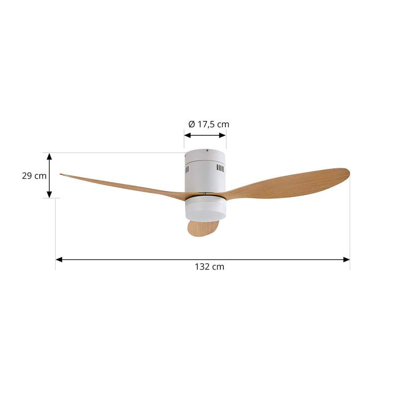 Lucande Deckenventilator Kayu LED Ventilator mit Fernbedienung weiß/holz 132cm - 4251911779943