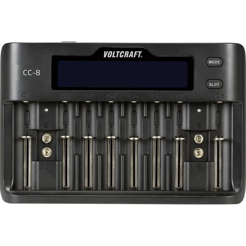 Voltcraft Rundzellen-Ladegerät CC-8 LiIon NiMH NiCd 10 Schacht Ladegerät 2000mA - 4053199993451