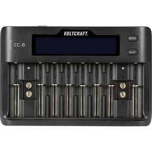 B-Ware Voltcraft Rundzellen-Ladegerät CC-8 LiIon NiMH NiCd 10 Schacht Ladegerät 2000mA