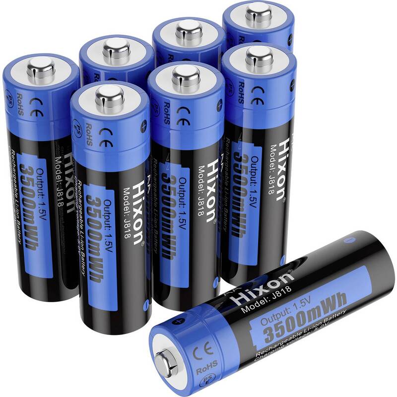 Hixon Mignon-Akku Li-Ion J818 Batterie AA HR6 2350mAh wiederaufladbar 8 Stück - 2050012221083