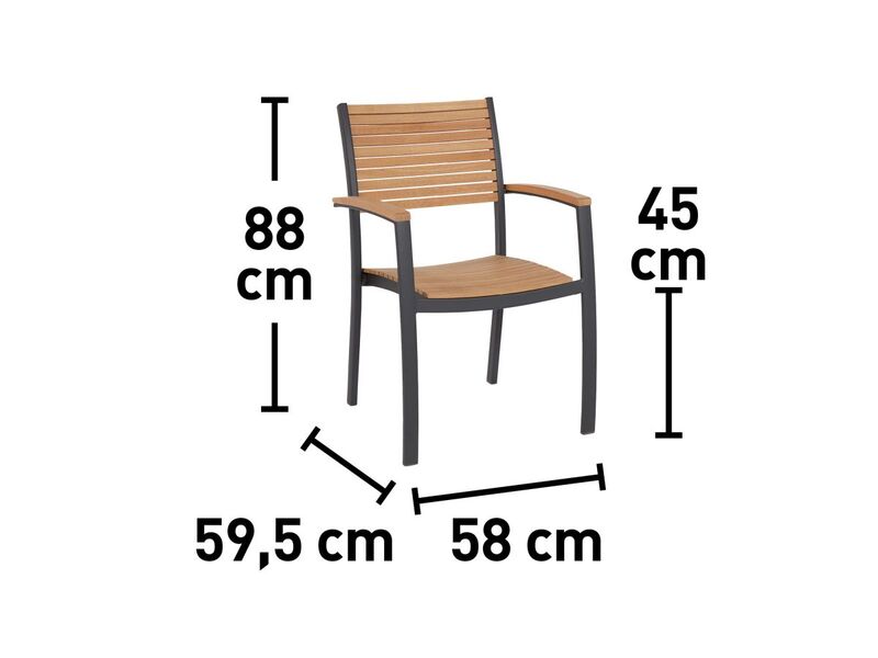 Gartenstuhl Bonlee aus Holz FSC stapelbar mit Armlehnen Stuhl Lehnstuhl Outdoor - 4007873339578