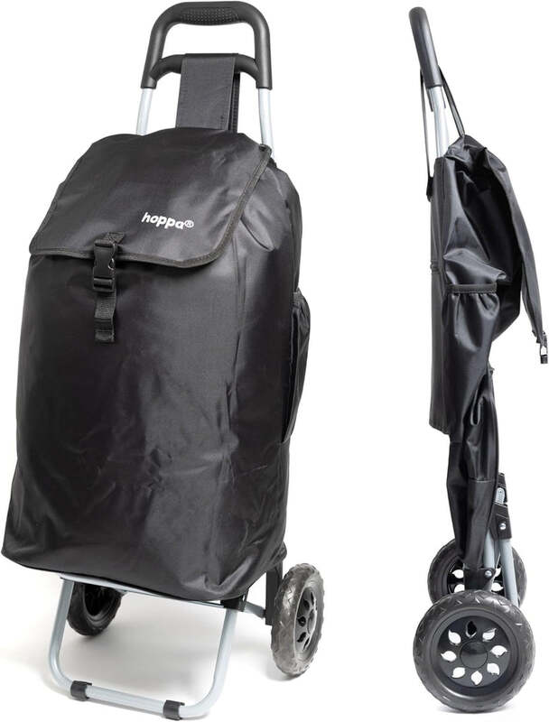 Hoppa Shopping Trolley Cart Einkaufstasche 57Ltr Schwarz Faltbar Hauptfach - 5038230142806