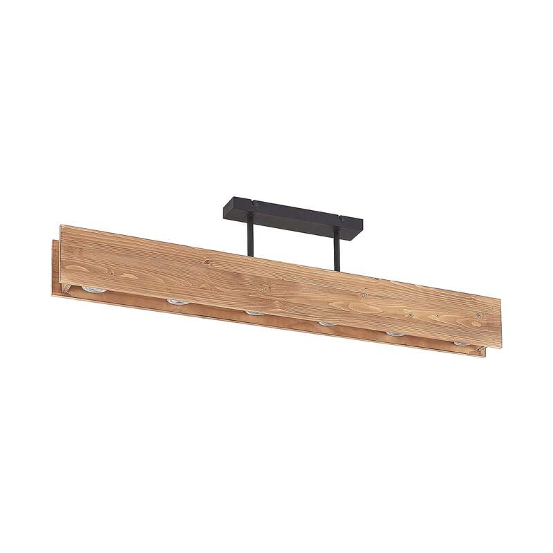 Lindby Malwin Deckenleuchte GU10 100 cm 6-flg Kiefernholz dunkel lasiert - 4251911747232