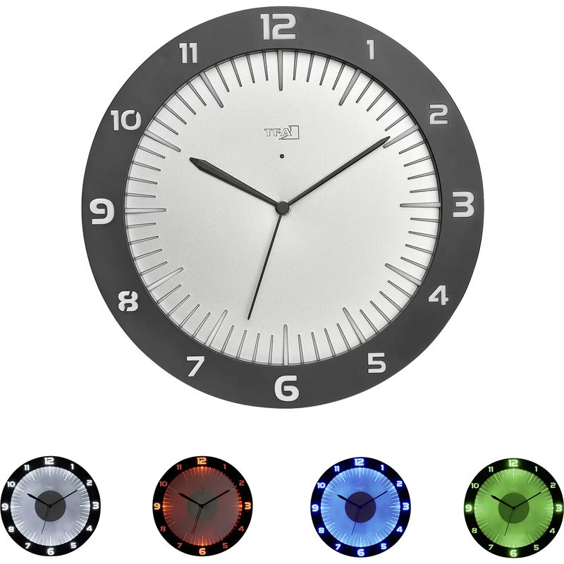 TFA Funk-Wanduhr LUMOCLOCK 60.3553.10 grau mit Lichtsensor und USB-C - 4009816040787