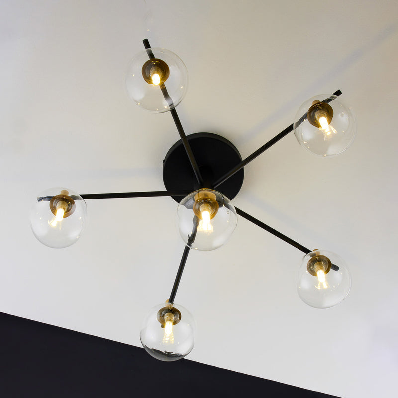Jupiter Deckenleuchte Figaro LED Lampe 6-flg dimmbar schwarz gold 76x76cm - 5905962020361