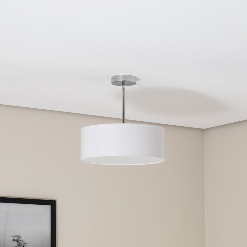 Oja Deckenleuchte Lampe chrom/weiß Hängelampe Ø40cm Textil Stahl Beleuchtung - 5902553234336