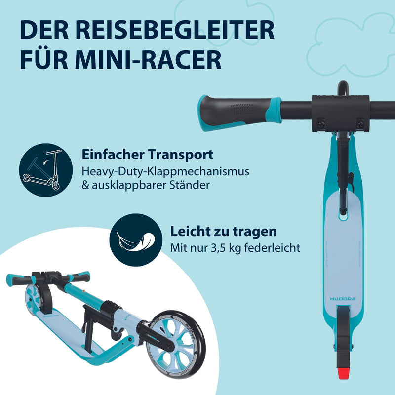 HUDORA BigWheel 180 Advanced Junior Scooter für Kinder ab 3 Jahren, hellblau - 4005998142219