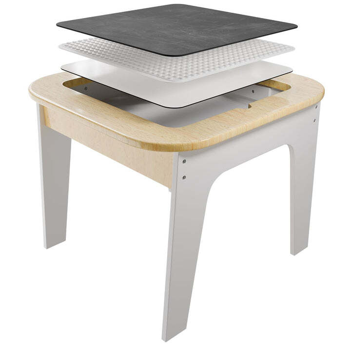 Kinderspieltisch Milou mit zwei Stühlen Stauraum und Schubfächern aus Holz natur - 4262437182803