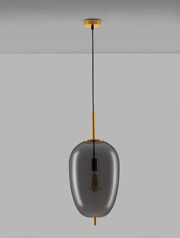 Nova Luce Pendelleuchte Hängeleuchte LATO E27 LED Gold Rauchig Dimmbar Glas 27cm - 5212017445513