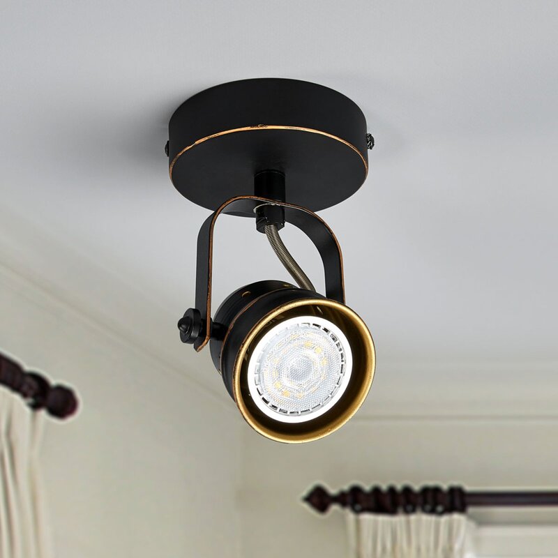 Lindby Wandstrahler Spot Leonor schwarz Metall Wandlampe 9,5 cm GU10 LED 2 STÜCK - 4251096536119