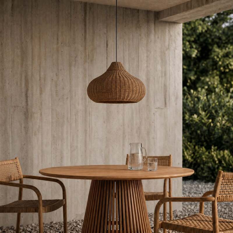 Lucande Außenhängelampe Taniola LED Gartenleuchte Rattan dimmbar beige IP44 30cm - 4251911798715