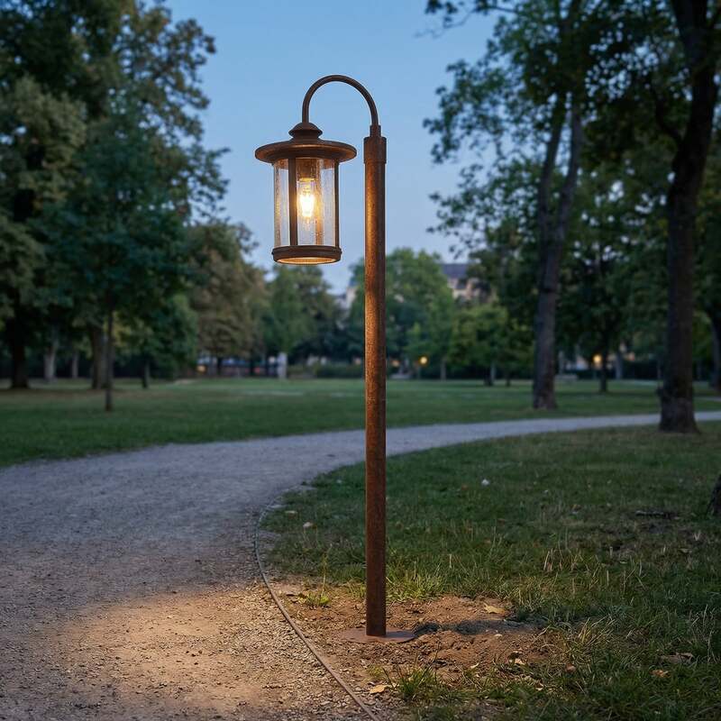 Lindby Wegeleuchte Gartenlampe Zayn rost Glas Außenleuchte IP65 Höhe 109 cm - 4251911798999