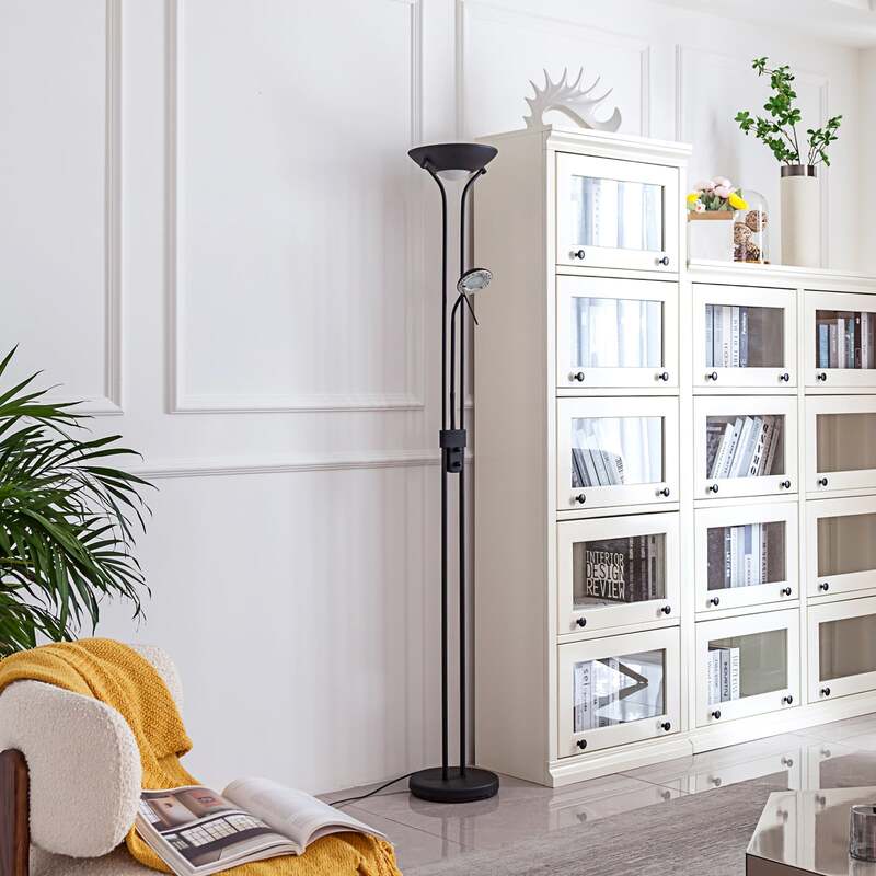 Lindby Stehleuchte Josefin LED dimmbar Leselicht schwarz 180 cm modernes Design - 4251911771343