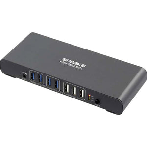 B-Ware SpeaKa Professional KVM Umschalter Switch Rechner PC Grau HDMI USB-A USB-C 2Port
