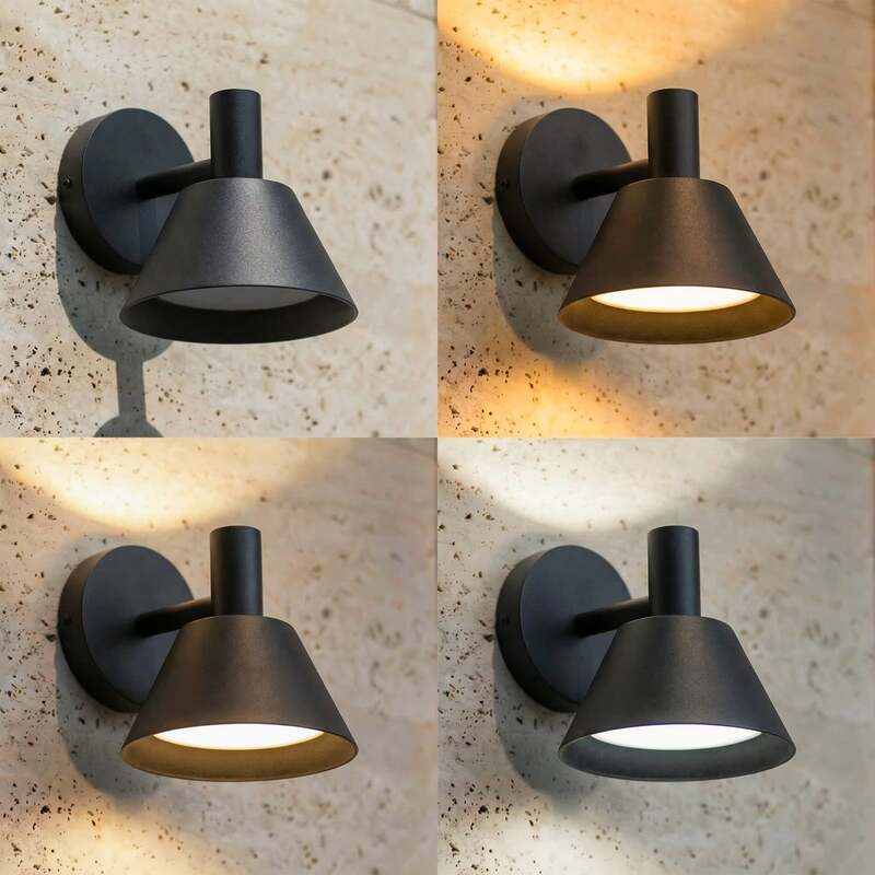 Lucande Außenwandleuchte Tabena LED Gartenlampe schwarz matt IP54 CCT 16x17,5cm - 4255830908941