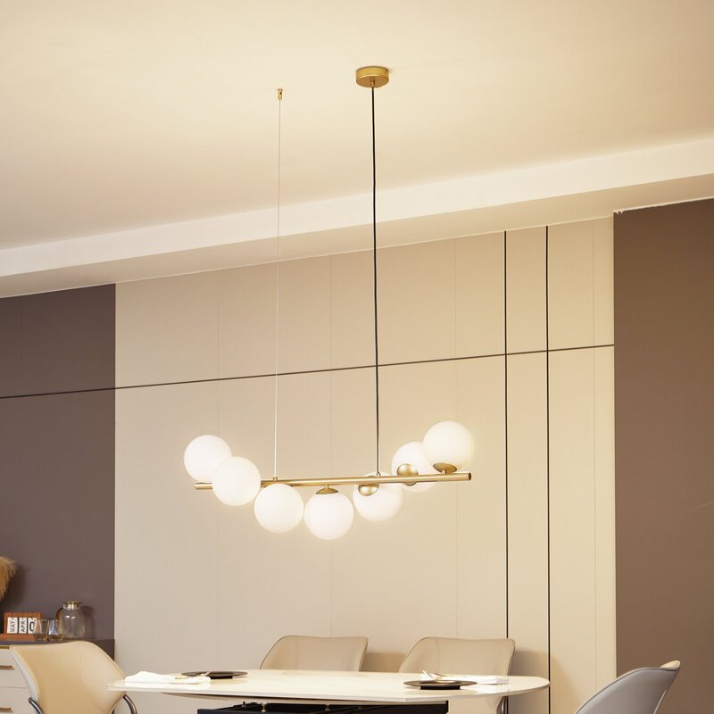 Lucande Hängeleuchte Isandro gold opal 7-flammig Deckenlampe Deckenleuchte Spot - 4251911786439