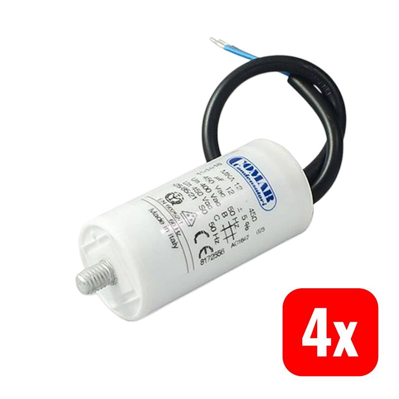 COMAR Motorbetriebskondensator 4µF 450V AC Kunststoff Ø25mm M8 Toleranz 5% - 2050010159432